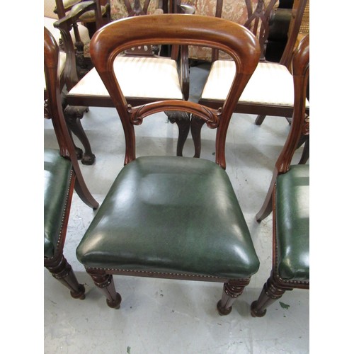 1686 - Set of eight 19th Century mahogany balloon back dining chairs on turned reeded tapering front suppor... 