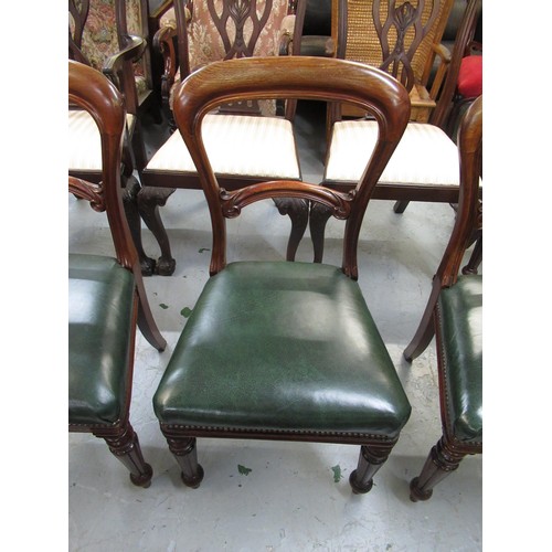 1686 - Set of eight 19th Century mahogany balloon back dining chairs on turned reeded tapering front suppor... 