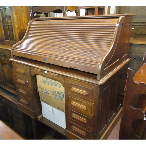 1630 - Large early 20th Century oak roll top desk