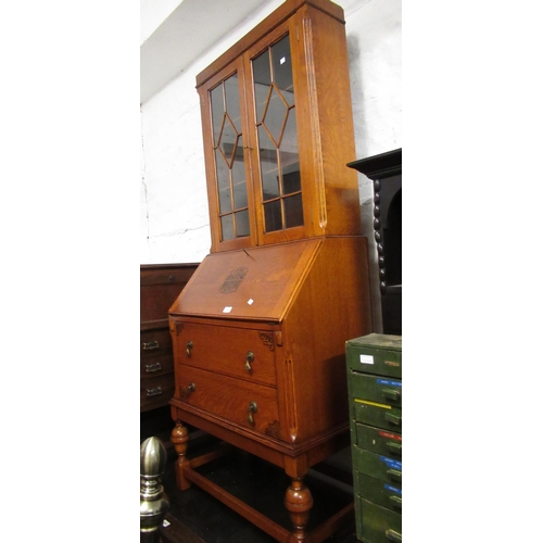 1634 - 1930's oak bureau bookcase