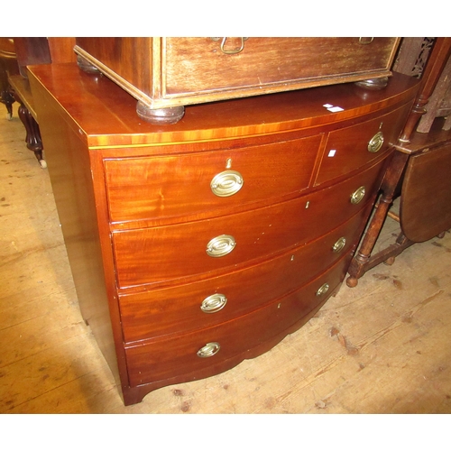 1638 - Early 19th Century mahogany and line inlaid bow front chest of two short and three long drawers with... 