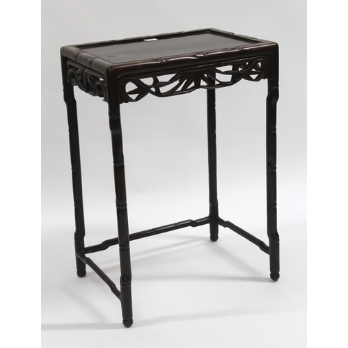 1648 - Late 19th / early 20th Century Chinese rectangular hardwood occasional table, with pierced frieze