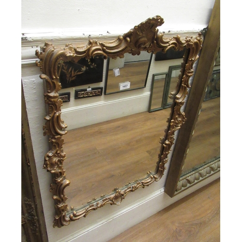 1657 - Rectangular gilt composition hanging wall mirror, 80 x 60cm