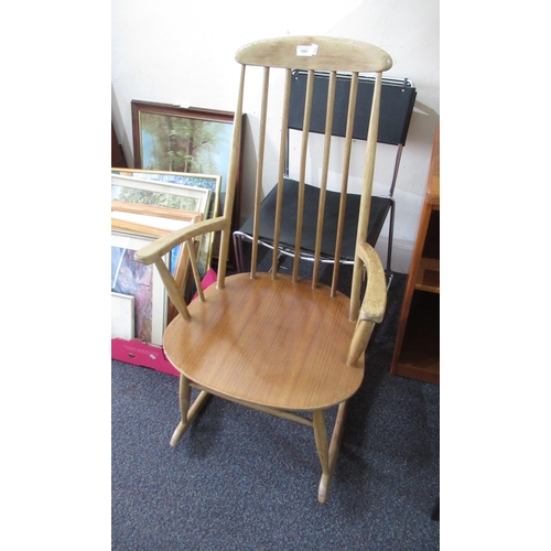 1661 - Yngve Ekstrom design, mid 20th Century teak and beech stickback rocking chair