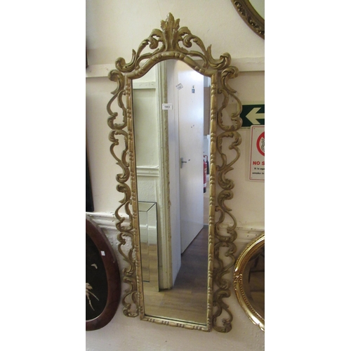 1663 - 20th Century composite scrollwork dressing mirror, 128 x 52cm