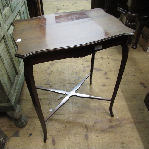 1669 - Early 20th Century chequer line inlaid three tier book table, 60cm square, together with a small Edw... 