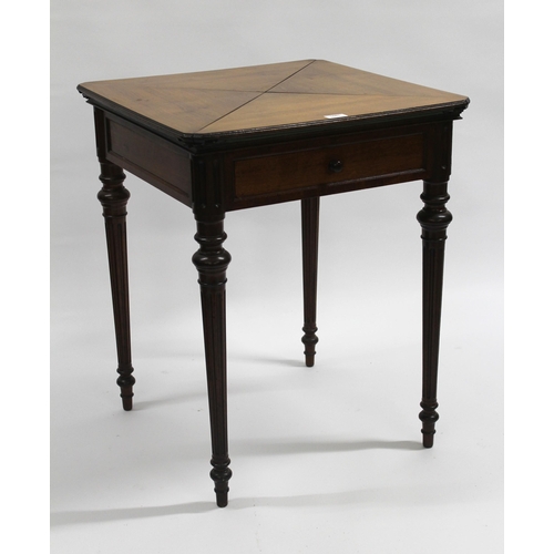 1681 - Early 20th Century mahogany envelope card table on turned tapering supports