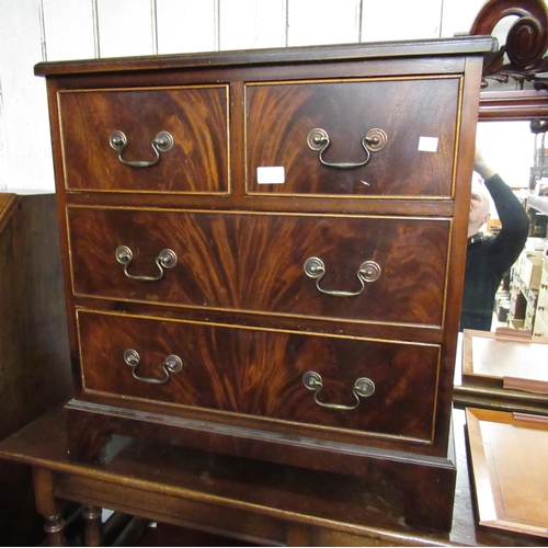 1681A - Reproduction walnut corner cabinet, together with a small three drawer chest