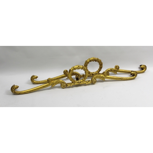 1685 - Pair of 19th Century gilded composition pelmets of laurel wreath and scroll design, 178cm wide