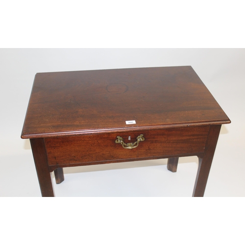 1693 - 18th / 19th Century mahogany single drawer side table with brass swan neck handle on square chamfere... 