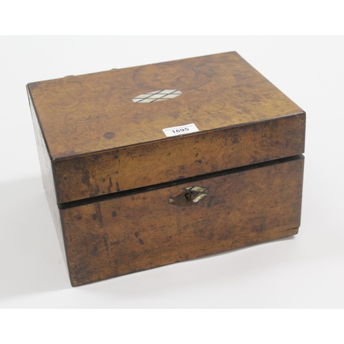 1695 - 19th Century walnut dressing case with partially fitted interior, silver plated fittings and single ... 