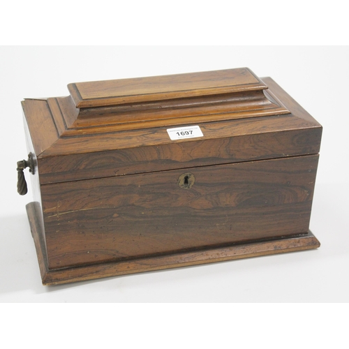 1697 - 19th Century sarcophagus shaped three division tea caddy for restoration, together with a mahogany a... 