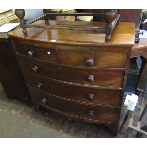 1703 - 19th Century mahogany bow front chest of two short over three long drawers, with original knob handl... 