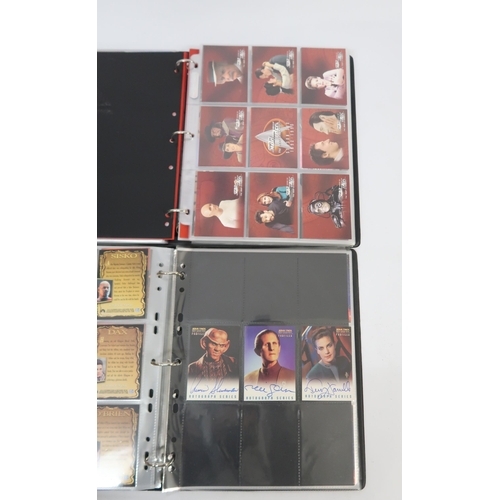 285 - Five albums containing various Star Trek trading card sets by Skybox, including some autograph cards