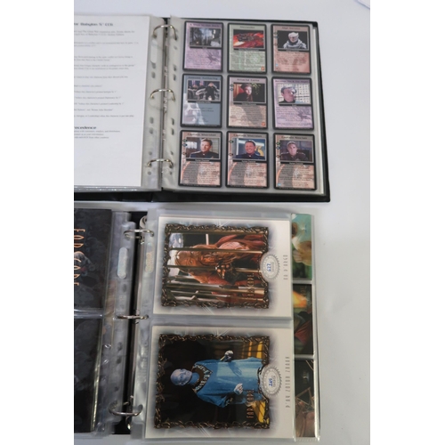 288 - Five albums containing Babylon 5, Stargate Atlantis, and Farscape trading cards, including some auto... 