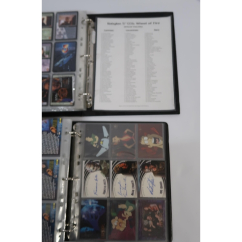 288 - Five albums containing Babylon 5, Stargate Atlantis, and Farscape trading cards, including some auto... 