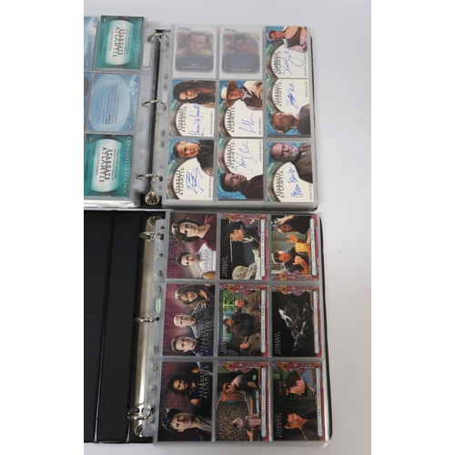 288 - Five albums containing Babylon 5, Stargate Atlantis, and Farscape trading cards, including some auto... 