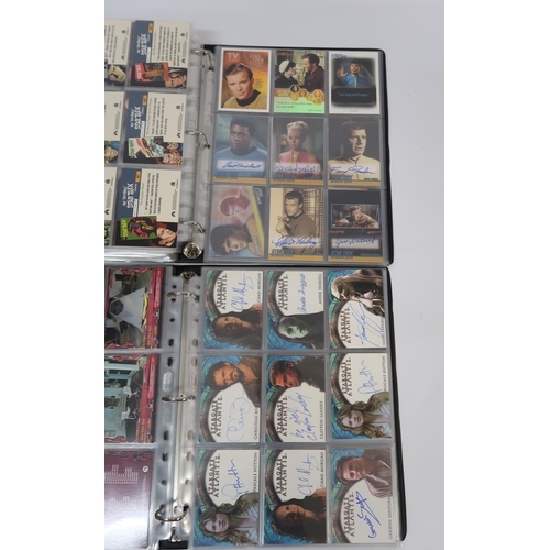 288 - Five albums containing Babylon 5, Stargate Atlantis, and Farscape trading cards, including some auto... 