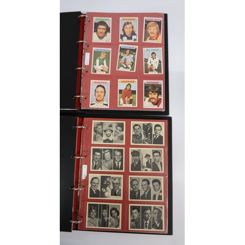 296 - Three albums containing A & BC cards, including Scottish footballers, World Cup footballers, Fotosta... 