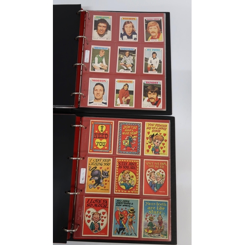 296 - Three albums containing A & BC cards, including Scottish footballers, World Cup footballers, Fotosta... 