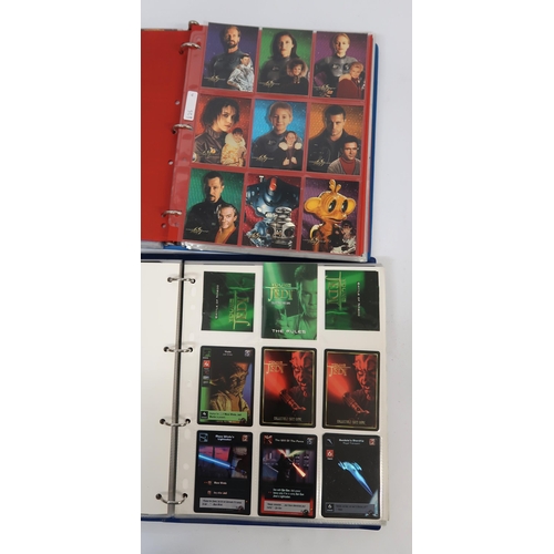 320 - Five albums of trading cards, including Sandman, Justice League, 24, Lost in Space etc.