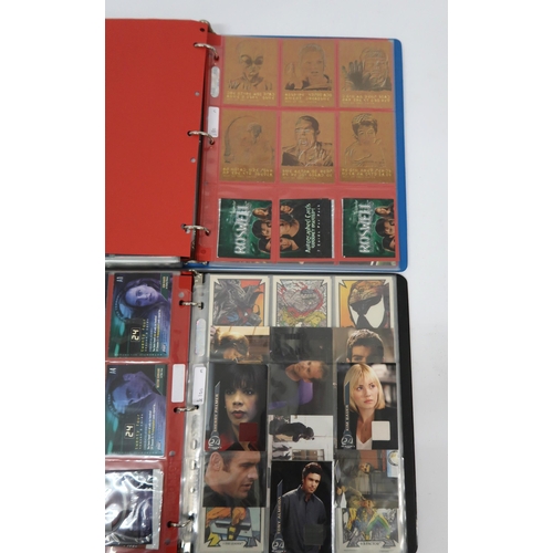 320 - Five albums of trading cards, including Sandman, Justice League, 24, Lost in Space etc.