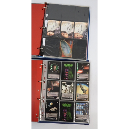 320 - Five albums of trading cards, including Sandman, Justice League, 24, Lost in Space etc.