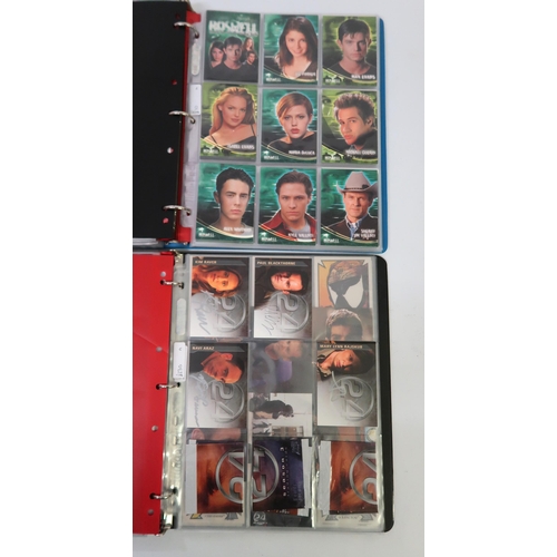 320 - Five albums of trading cards, including Sandman, Justice League, 24, Lost in Space etc.