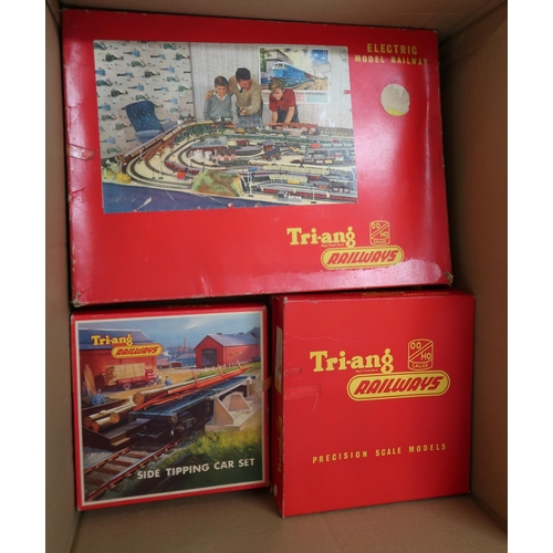 356 - Box containing a collection of various Tri-ang railways 00 gauge railway sets, in original boxes inc... 