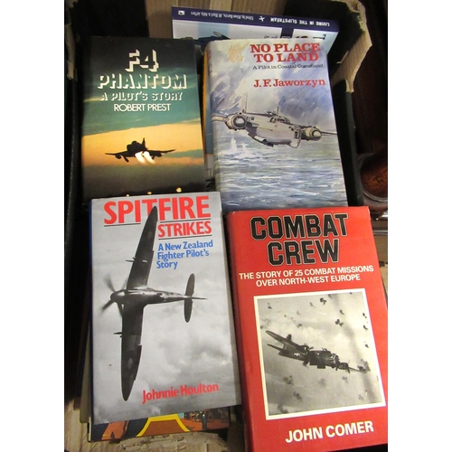 389 - Three boxes containing a large quantity of mainly World War II aviation related volumes