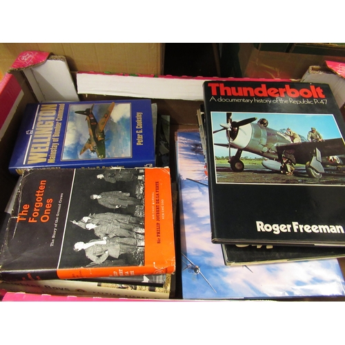 389 - Three boxes containing a large quantity of mainly World War II aviation related volumes