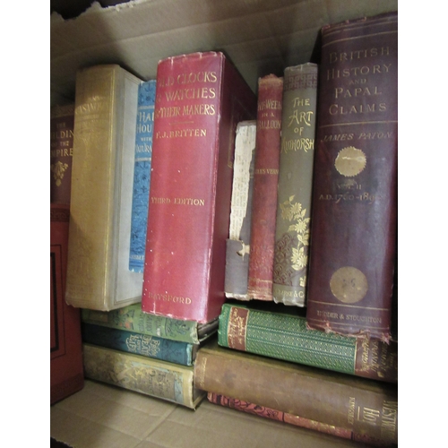 395 - Two boxes containing a quantity of leather and linen bound volumes, mostly 19th Century