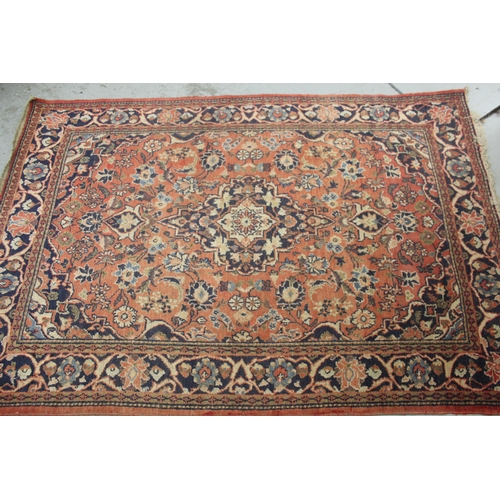 4 - Hamadan rug with a lobed medallion and all-over floral design on a rose ground with borders, 200 x 1... 