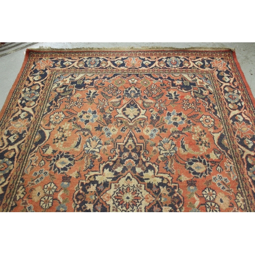 4 - Hamadan rug with a lobed medallion and all-over floral design on a rose ground with borders, 200 x 1... 