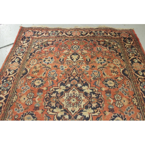 4 - Hamadan rug with a lobed medallion and all-over floral design on a rose ground with borders, 200 x 1... 