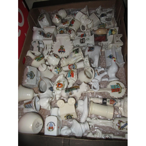 456 - Box of Goss crested porcelain items, together with a box of other various crested porcelain items