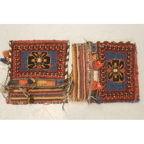 6 - Pair of small Persian tent bags with Kelim backs, 32 x 33cm each approximately