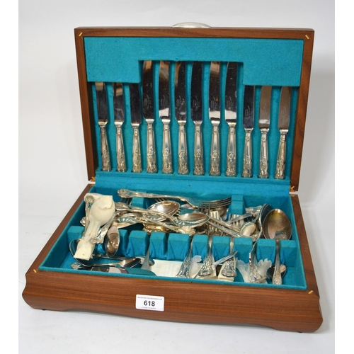 618 - Modern cased canteen of silver plated Kings pattern cutlery