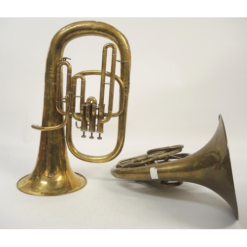 63 - La Fleur imported by Boosey & Hawkes, London, French horn, together with a Welt Klang brass euphoniu... 