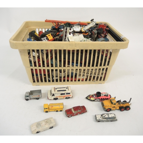 64 - Large quantity of diecast metal play worn model vehicles