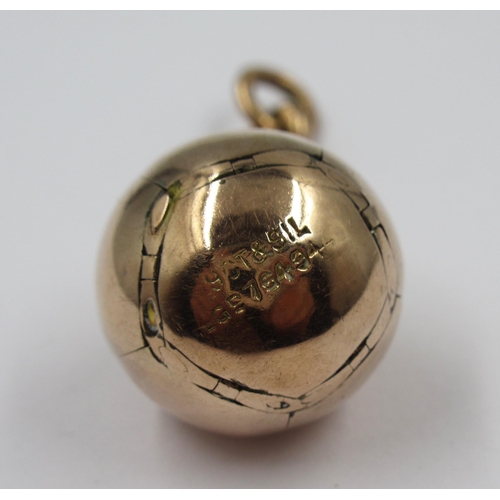 711 - Masonic 9ct gold and silver ball form fob