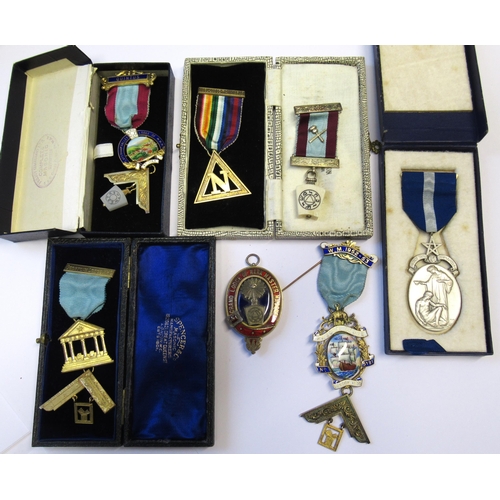 714 - Collection of various silver and silver gilt Masonic medals