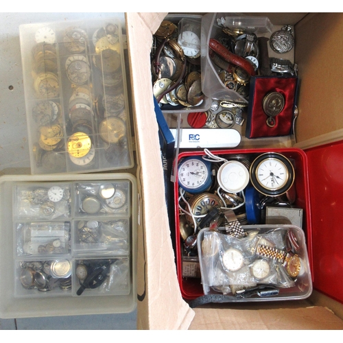 730 - Large quantity of watch repairer's movements, cases etc.