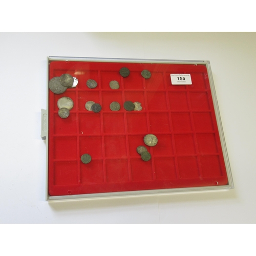 755 - Tray of English and Continental coinage