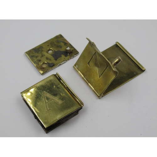 758 - Unusual 9ct gold book clasp, 44g gross including fragments of leather and gilt metal backing