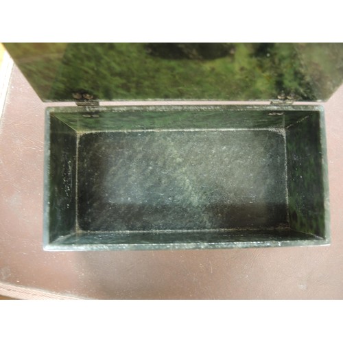 175A - Art Deco rectangular hardstone casket inset with marcasite, 16 x 8 x 6cm high