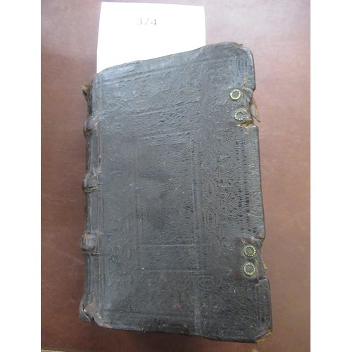 374 - Small antique leather bound volume ' The Image of Both Churches ' (title page lacking), probably 17t... 