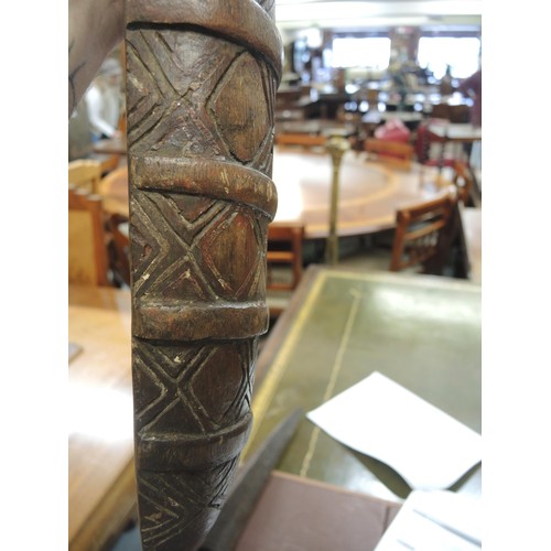 79 - Late 19th / early 20th Century Aboriginal parrying shield with typical carved decoration, 77.5cm lon... 