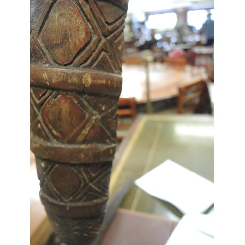 79 - Late 19th / early 20th Century Aboriginal parrying shield with typical carved decoration, 77.5cm lon... 