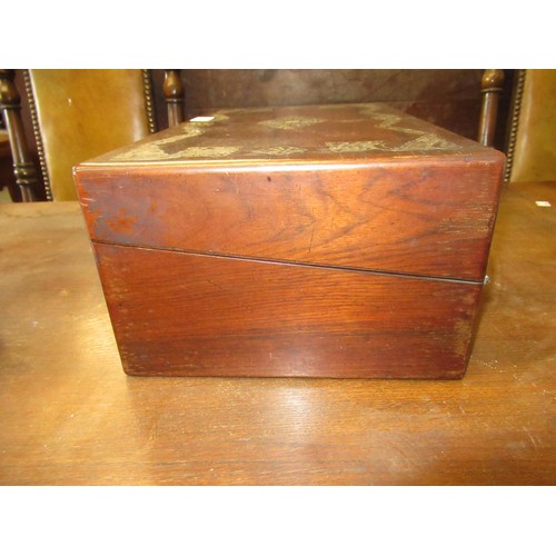 1626 - 19th Century rosewood mother of pearl inlaid rectangular fold-over writing box with fitted interior